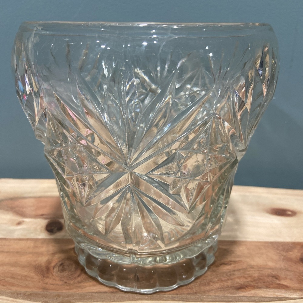 Kokomo Glass? EAPG Blocked Star Pattern Biscuit Jar Vase Bowl Early American